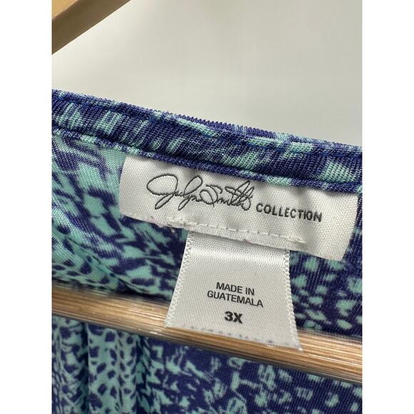 Jaclyn Smith Collection Top Women 3X Blue Purple Printed Short Sleeve Scoop Neck - Picture 5 of 8